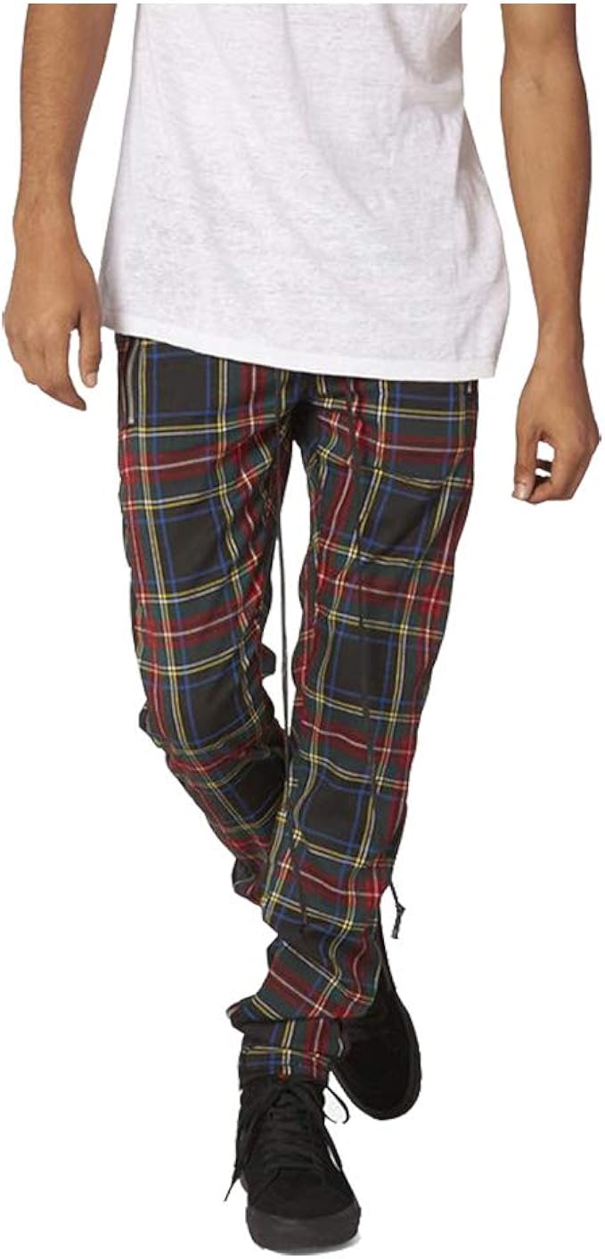 red plaid track pants mens
