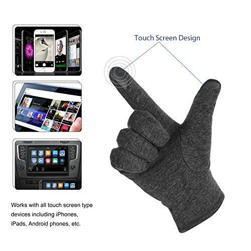 Vbiger Winter Warm Gloves Touch Screen Gloves Casual Gloves Texting Mittens for Men and Women (L, Grey)