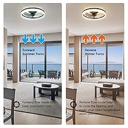 19.6" Ceiling Fans With Lights, Semi-enclosed Flush