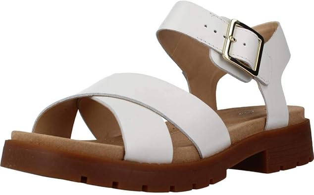 clarks white leather sandals