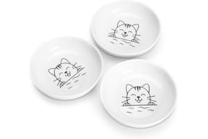 Y YHY Cat Bowls, Cat Dishes 5OZ Cat Food and Water Bowls for Dry and Wet Food 3 Set Wide Dish White Cat Bowl for Indoor Cat, Dog, Kitten, Puppy, Rabbit