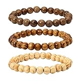 Eigso 8mm Wood Beads Bracelet Prayer Beads Meditation Buddha Tibetan Bracelet Men Women
