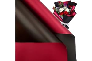 XICHEN 20 Sheets/Double-Sided Colors Flower Wrapping Paper,Waterproof Florist Bouquet Paper,DIY Crafts,more colors Different Double-Sided Colors 58 x 58cm(22.8x 22.8 inch) (Wine red+Black)