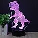 Tiscen 3D Illusion Night Light, LED Table Desk Lamps, Dinosaur Nightlights, 7 Colors USB Charge Lighting Bedroom Home Decoration for Kids Christmas Halloween Birthday Gift,Plastic