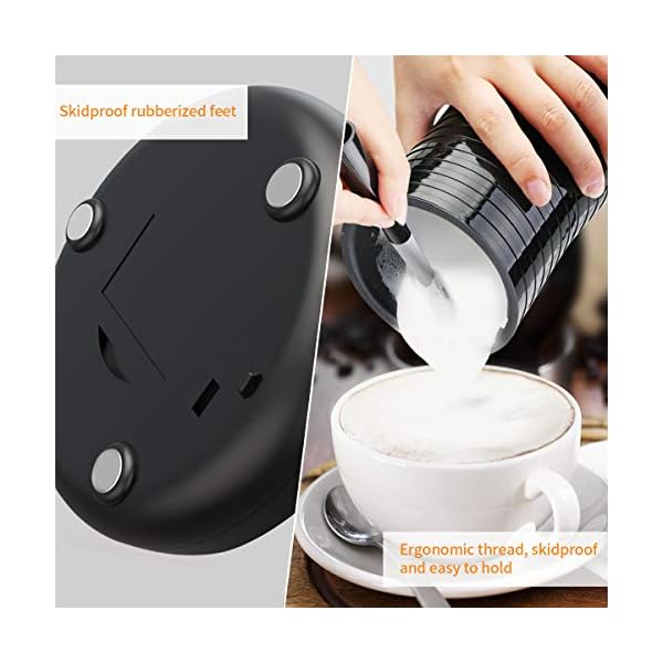 MilchaufschÃ¤umer Elektrisch, Morpilot 4 In 1 MilchschÃ¤umer, Automatisch Milk Frother fÃ¼r HeiÃer & Kalter Milchschaum, Anti-Rutsch Design, 3 Dreher, Silikon LÃ¶ffel & ReinigungsbÃ¼rste, 400W, 240ml – Bild 5