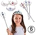 Funny Party Hats Princess Accessories - Princess Wand and Tiara - 6 Pc Princess Party Tiaras and Wands