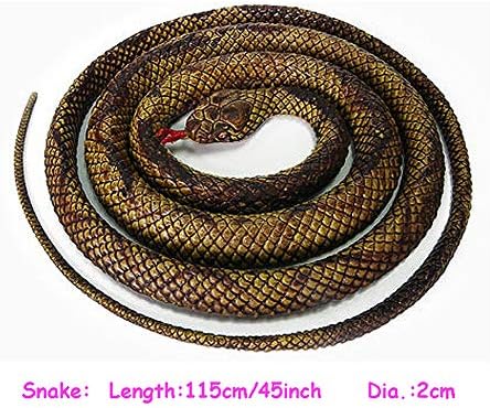 LEBIYOU 45 Inch Hard Plastic Rubber Realistic Rattlesnake Toy Figure Pretend Trick Toy Garden Props (Coffee)