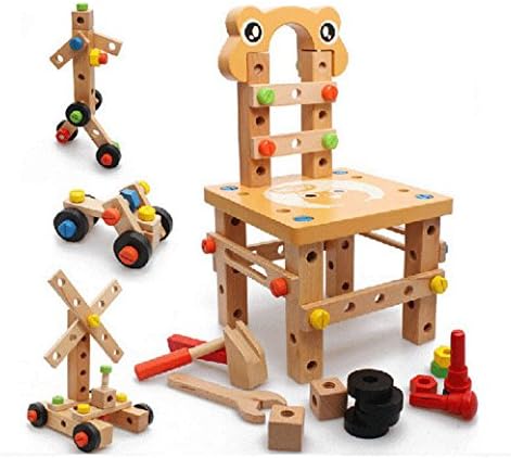 Multi - functional Assembly and Disassembly Luban Wooden Chair Combination of Tools Nut Screw Puzzle Board Educational Toys