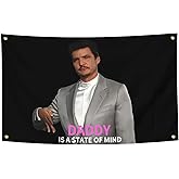 Pedro Pascal Flag I'm Your Daddy Tapestry Funny Poster Durable Man Cave Wall Flag with Brass Grommets 3x5 Feet for College Dorm Room Decor,Outdoor,Bedroom, Parties gifts, travel, filming,events,festivals.. (black)