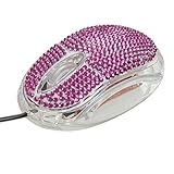 Crystal Case Rhinestone USB Optical LED Scroll Wheel Computer Mouse (Purple)