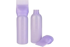 THSTOIC Hair Oil Applicator - 2 Pack 6 Ounce Root Comb Applicator Bottle, Squeeze Hair Oil Bottle with Comb for Scalp, Dye, Braids (Purple)