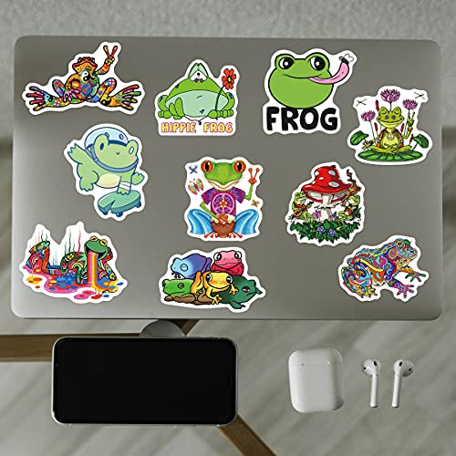Psychedelic Frog Stickers, 100 Pcs Vinyl Waterproof Stickers for Water Bottles Laptop Skateboard Computer, Kawaii Cute Frogs Stickers for Kids Teens Adults