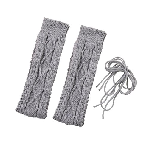 Binmer(TM)Winter Outdoor Fashion Warm Cable Knit Leg Warmers Foot Glove (Light Gray)