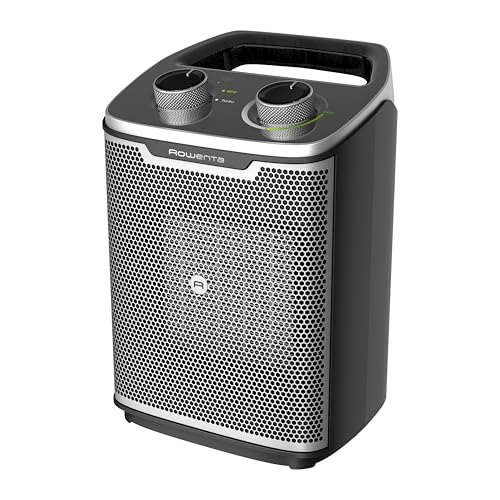 Rowenta Intense Comfort + Heizlüfter, 2 Leistungsstufen, Keramiktechnologie, kompakte Abmessungen, Thermostat, besonders leise, Tragegriff, Schwarz, SO9330F0 [Energieklasse A+++]