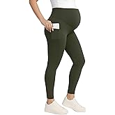 Motherhood Maternity Womens Over The Belly Workout Activewear Pregnancy Leggings with Pockets