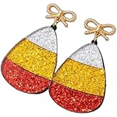 Fall Thanksgiving Earrings Maple Leaf Pumpkin Candy Corn Earrings for Women Thanksgiving Day Costume Party Accessories