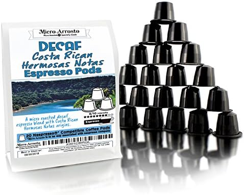 Single Origin Costa Rican Hermosas Notas Nespresso Compatible Decaf Espresso Pods, 8/10 Intensity Decaffeinated Coffee (20 Count)