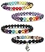 THUNARAZ 4pcs Men Women 7 Chakras Beads Bracelet Lava Rock Bracelets Natural Stone Yoga Bracelet Bangle 8MM Yoga