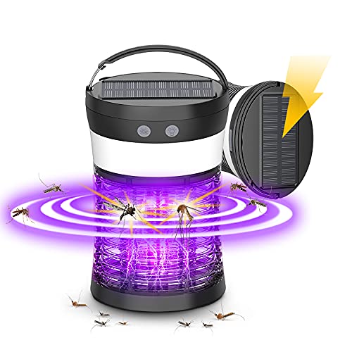 Solar Powered Bug Zapper 3in1 Rechargeable Mosquito Killer Camping