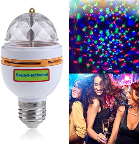 LED Disco Party Bulb, MINO ANT E27 Full Color Rotating Lamp Crystal Stage Light for DJ Bars Birthday Party with Sound-Activated, Ball Bulb Multi-Color Changing