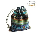 Maggie 10 Pcs Drawstring Bags Cotton Storage Handy Sized Gift Pouch Vintage Party Bags Jute Coin Pouch Perfect for Arts and Crafts 9.5CM12CM