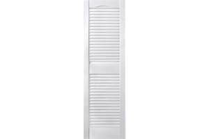 Plastic Development Group LSWHT1459 14 x 59 Inch Decorative Exterior Vinyl Plastic Faux Louvered Window Shutters with Installation Kit and Instructions, White