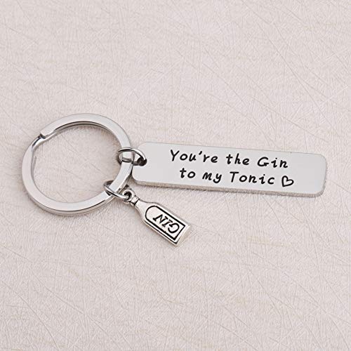 KUIYAI Best Friend Couples Keychain You're The Gin to My Tonic Gifts (Silver)