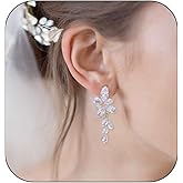 ABPBA Pearl Drop Earrings for women, Dainty Bride Earrings for Wedding, Lightweight Hypoallergenic Pearl and Diamond Earring Fashion Jewelry Gift