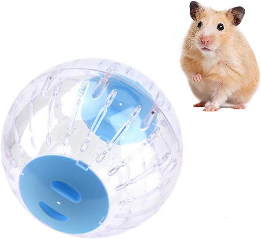 Amasawa Bola para Hámster Hamster Run Ball,Bola de Plástico de Hámster,Pelota de Fitness Transparente Hamster,para Hamster, Rata, Jerbo (Azul)