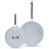 MsMk 8 inch + 10 inch Ceramic Non Stick Frying Pans, Grey Nonstick Skillets Set, PFOA Free Non-Toxic, Scratch-resistant, Oven-Safe, Induction Ready, Compatible with All Cooktops