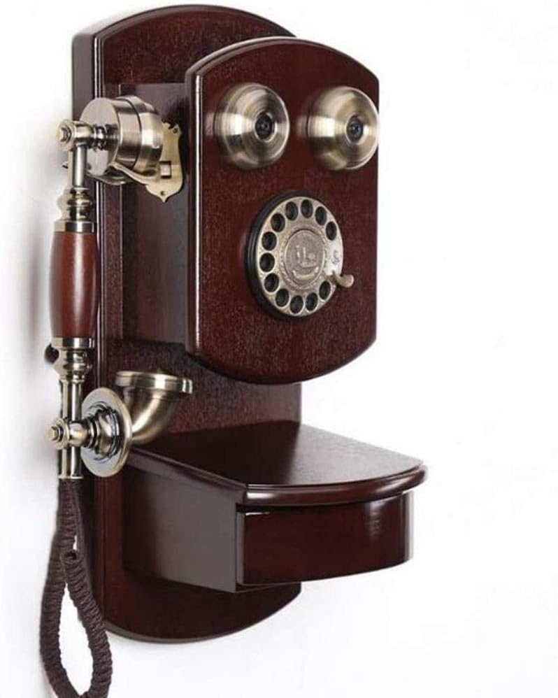 Brown Retro Wall Mounted Button Line Phone Landline Clear Sound Quality