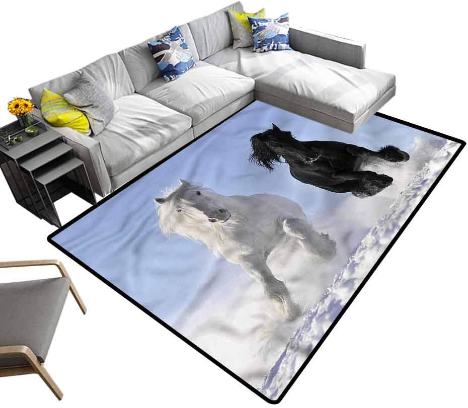 Horses, Camping Mat Symbollic Good Versus Evil Baby Crawling Mat Play, Learn and Have Fun Safely, 4'x 4'