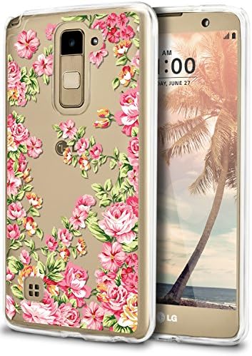LG Stylus 2 Case, LG Stylo 2 Phone Cover, ROOEL [Flower Floral Rose Artwork Pattern] Slim Soft Protective TPU Bumper Hard Clear Transparent Acrylic PC Plastic Back for LG Stylus 2 / LG Stylus 2 Plus