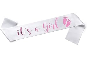 OMISS Sash White and Pink It's a Girl for your Baby Shower (White Pink)