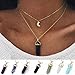 Hemlock Women Girl's Crystal Opals Pendant Necklace Choker Chain (Black)