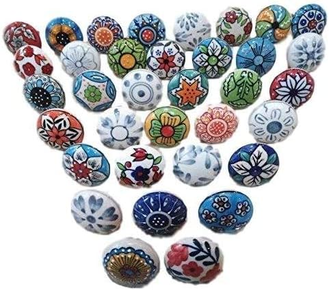 Mix Vintage Style Ceramic knobs Cabinet Handles Kitchen pulls Drawer Puller by Hopofly (10 KNOB Set)