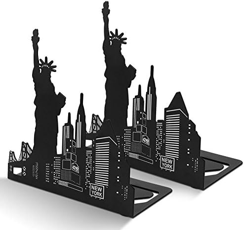 Xqing Metal Statue Of Liberty Vintage Bookends 1 Pair Thickening Iron Decorative Book Holders for Bookshelf Office School Library