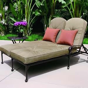 Amazon.com : Darlee Elisabeth 2-person Cast Aluminum Patio Double Chaise Lounge Set - Antique 