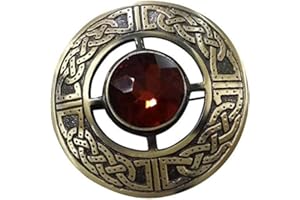 AAR Men's Kilt Brooch Pin Stones Scottish Fly Plaid Celtic Antique Plated Norse Vintage Jewelry