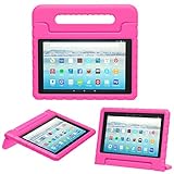 MoKo Case for All-New Amazon Fire HD 10 Tablet (7th Generation, 2017 Release) - Kids Shock Proof Convertible Handle Light Weight Super Protective Stand Cover Case for Fire HD 10.1 Inch Tablet, MAGENTA