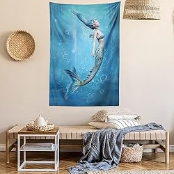 Ambesonne Underwater Tapestry, Mermaid Fishtail