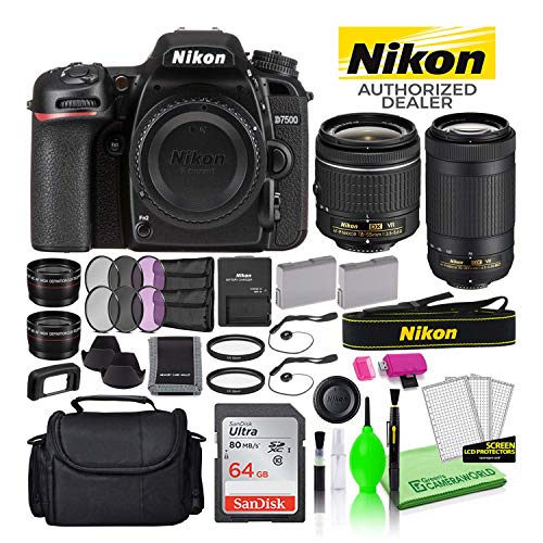 Nikon D7500 20.9MP DSLR Digital Camera with 1855mm and 70300mm Lenses (13543) USA Model Deluxe