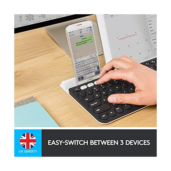 Logitech K780 Multi-Device Wireless Keyboard for Windows, Apple android or Chrome, Wireless 2.4GHz and Bluetooth, Quiet…