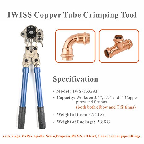 IWISS IWS1632AF Plumbing Copper Pipe Crimper Press Tube Tools with 1/2