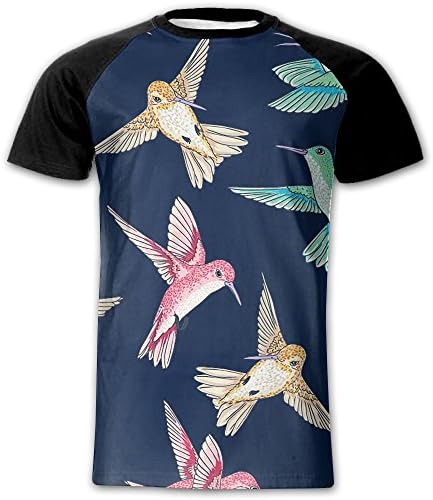 Coloured Bird Men Fashion Short Sleeve Baseball Tshirt Casual 3D Printed Raglan Short Sleeve Shirt For Play Baseball,Play Basketball,Any Occasion
