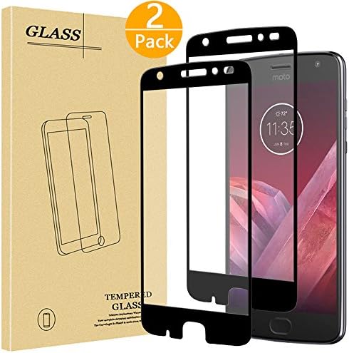 [2 Pack] Moto Z2 Force Tempered Glass Screen Protector [Full Coverage], Tourist HD Clear 9H Hardness Anti-Scratch Anti-Fingerprint Bubble Free Easy Installation
