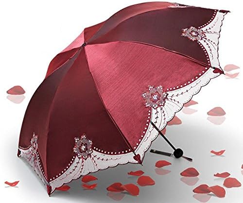 Umbrella Sun Protection Sunscreen Uv Female Black Plastic Folding Rain Dual-Use Lace Umbrella