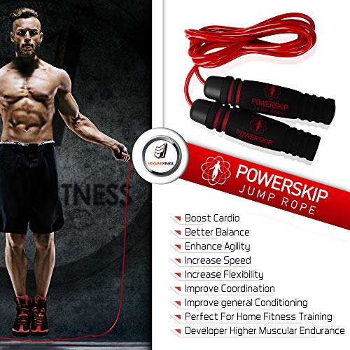 Epitomie PowerSkip Jump Rope with Memory Foam Handles and Weighted Speed Cable - Fire Red - Thumbnail 3