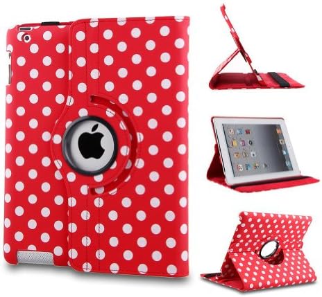 Creeracity Auto Sleep/Wake Function 360 Degree Rotating Smart Case Cover for 9.7 inch Apple iPad 2/3/4(iPad 2nd/3rd/4th generation) with a Stylus as a Gift (Red)
