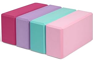 H.J. IMMBIR Yoga Blocks 4 Pack - EVA Foam Blocks for Pilates Workout, Stretching, Meditation - Yoga Block for Flexibility, Balance, Spine Strength, Non-slip and Lightweight Exercise Blocks
